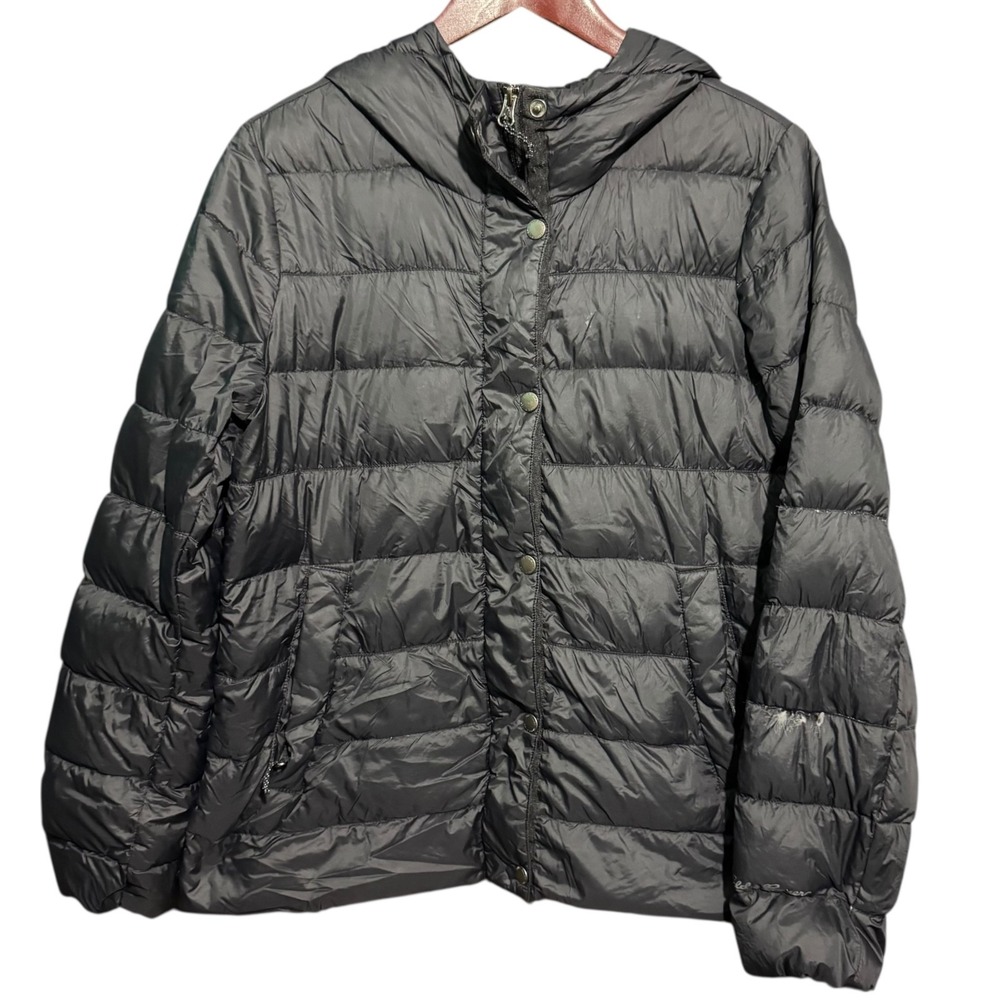 Eddie Bauer Jacket Womens Medium Solid Black Down Puffer Full Zip Waterfowl